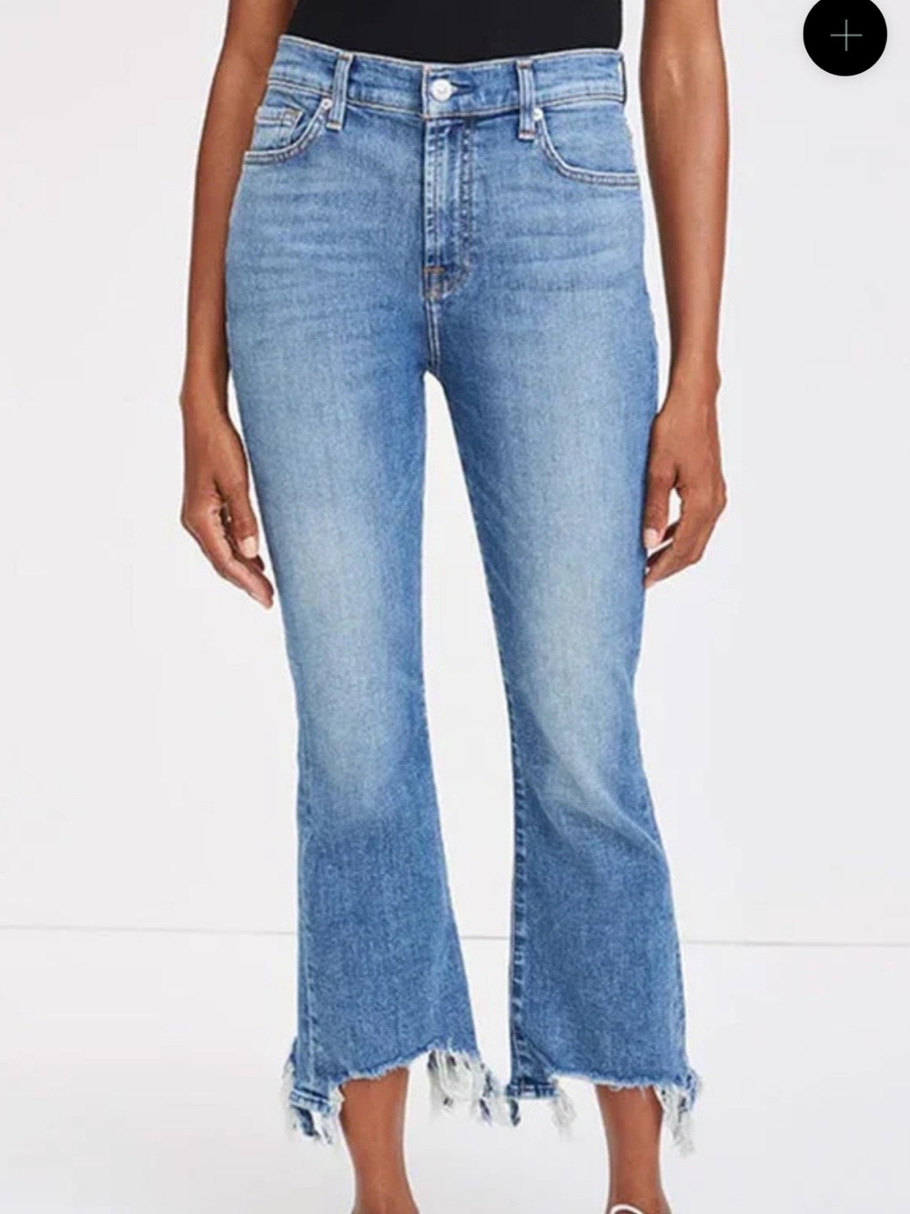 Women’s 7 for all mankind Light Blue High-Rise Frayed Hem Jeans XXS